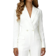 White Double-breasted Suit Set - Elegant Women's Office Wear