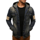 Washed Patchwork Hooded Denim Jacket - Retro Workwear Style
